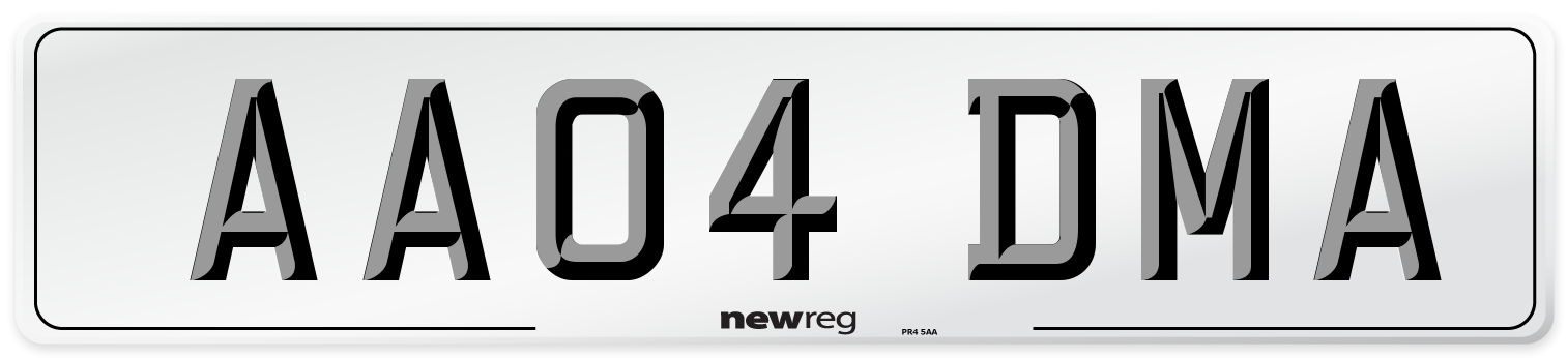 AA04 DMA Number Plate from New Reg